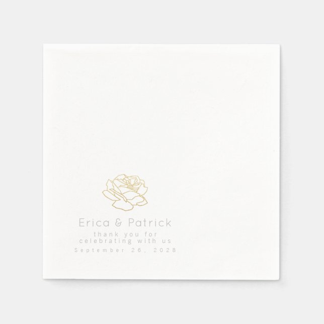 Wedding Elegantly Printed White Napkin (Front)