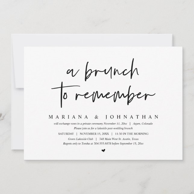 Wedding Elopement, A Brunch To Remember Invitation (Front)