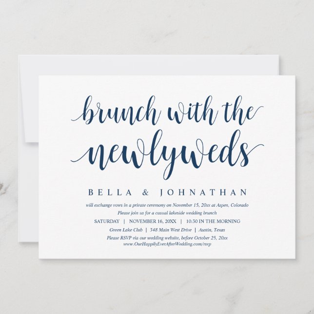 Wedding Elopement, Brunch With The Newlyweds Invit Invitation (Front)