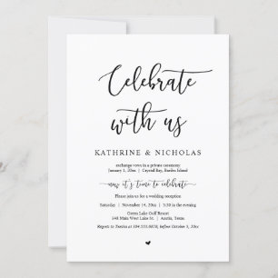 Wedding Elopement, Celebrate with us, Romantic  Invitation