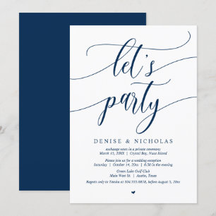 Wedding Elopement Celebration, Let's Party Invitat Invitation