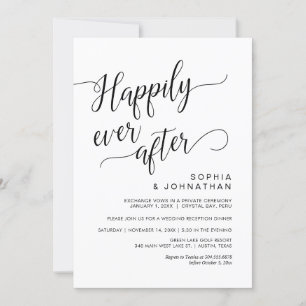 Wedding Elopement, Classy Simple Black Calligraphy Invitation