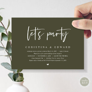 Wedding Elopement Dinner and Dancing, Let's party Invitation