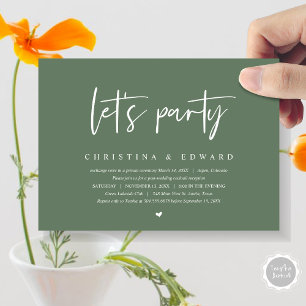 Wedding Elopement Dinner and Dancing, Let's party Invitation