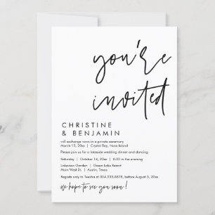 Wedding Elopement Dinner, Modern Casual Script Invitation