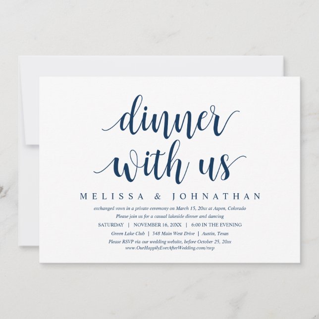 Wedding Elopement, Dinner With The Newlyweds Invit Invitation (Front)