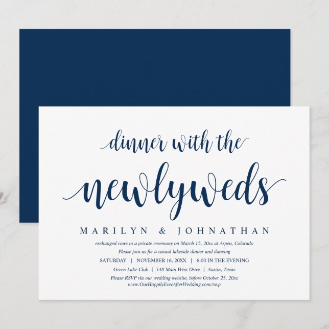 Wedding Elopement, Dinner With The Newlyweds  Invitation (Front/Back)