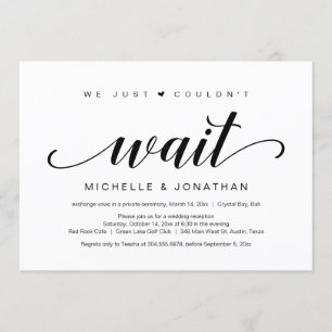 Wedding Elopement, Elegant Black Script Invitation