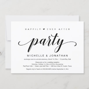 Wedding Elopement, Elegant Black Script Invitation