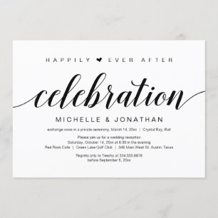 Wedding Elopement, Elegant Black Script Invitation