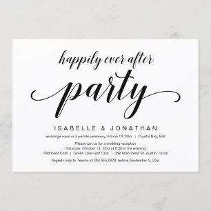 Wedding Elopement, Elegant Classy Black Script Invitation