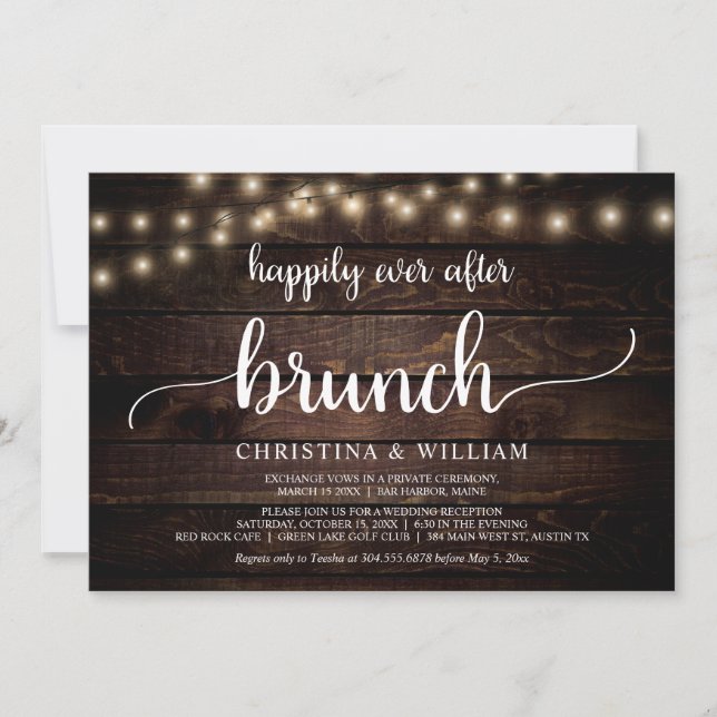 Wedding Elopement, Happily Ever After Brunch Invit Invitation (Front)