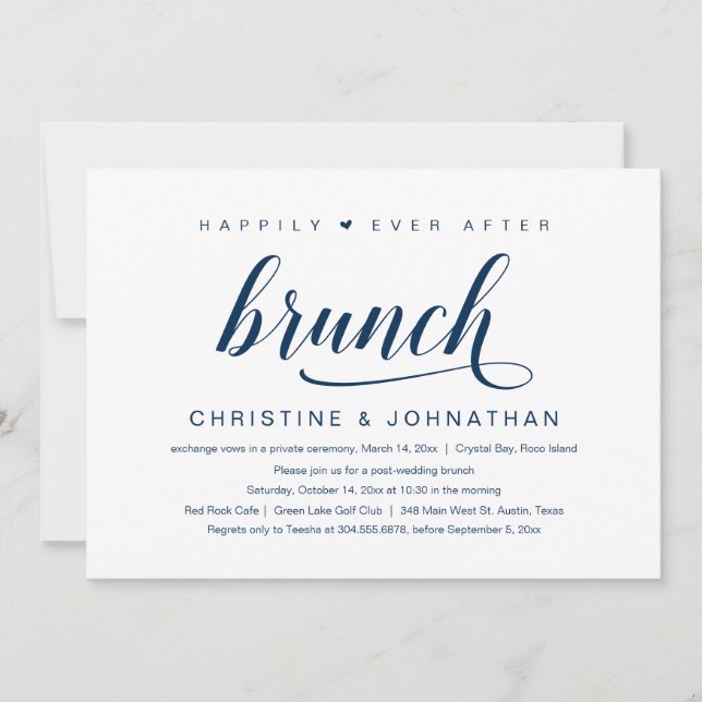 Wedding Elopement, Happily Ever After Brunch Invit Invitation (Front)