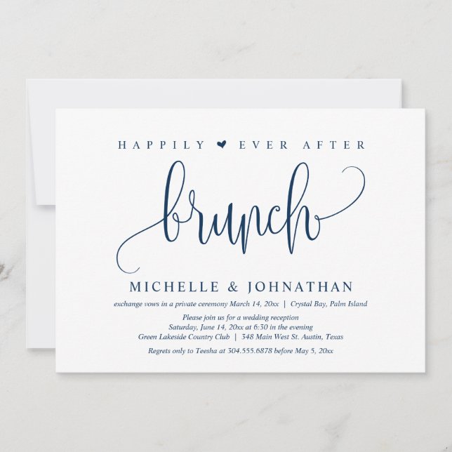 Wedding Elopement, Happily Ever After Brunch Invit Invitation (Front)