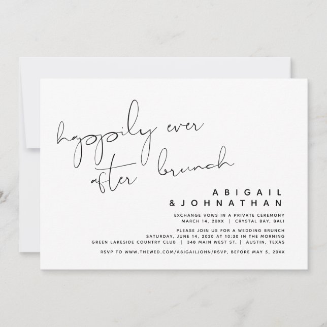 Wedding Elopement, Happily Ever After Brunch Invitation (Front)