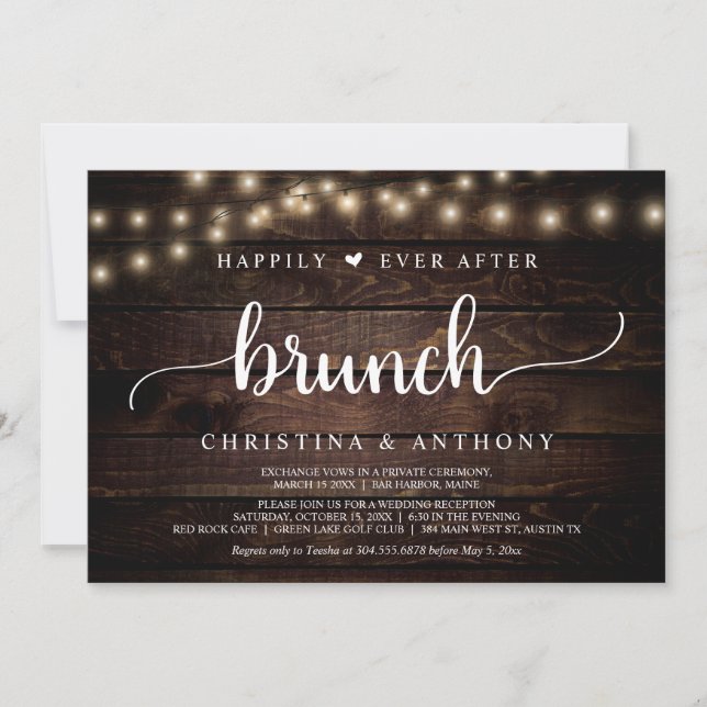Wedding Elopement, Happily Ever After Brunch Invitation (Front)