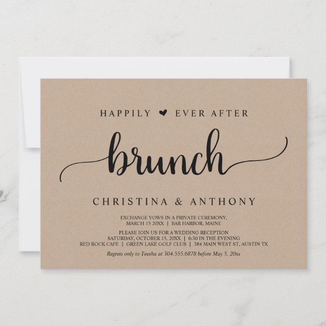 Wedding Elopement, Happily Ever After Brunch Invitation (Front)