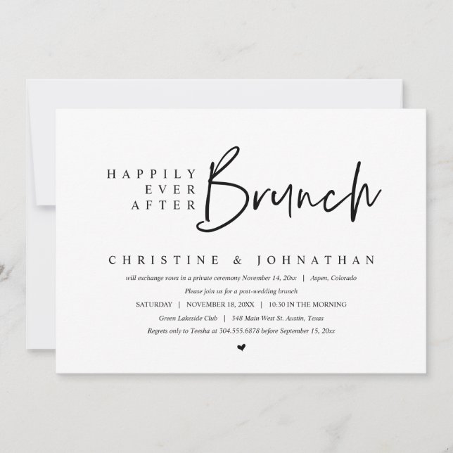 Wedding Elopement, Happily Ever After Brunch Invitation (Front)