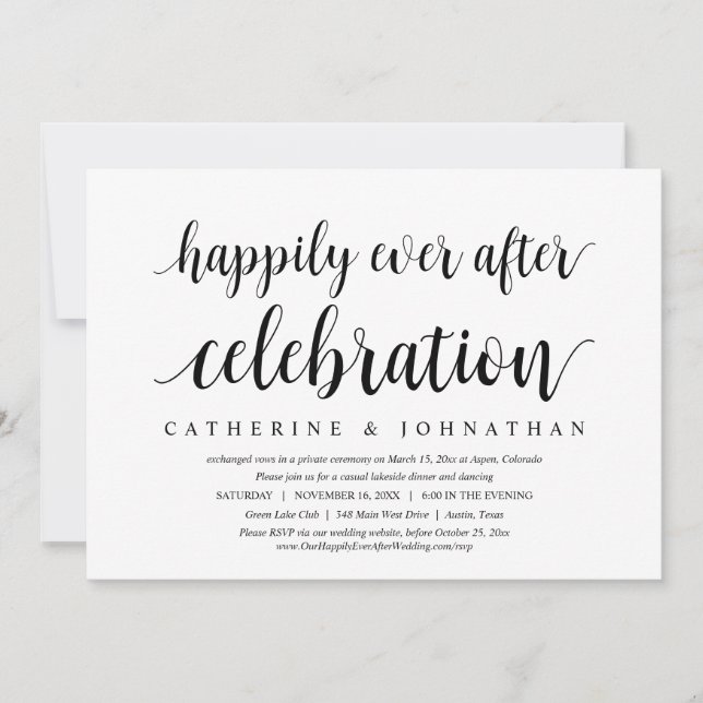 Wedding Elopement, Happily Ever After Celebration Invitation (Front)