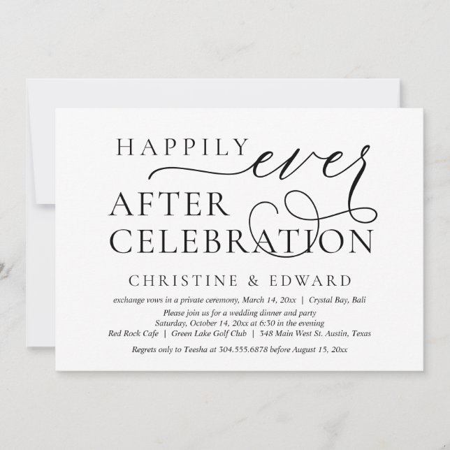 Wedding Elopement, Happily Ever After Celebration Invitation (Front)
