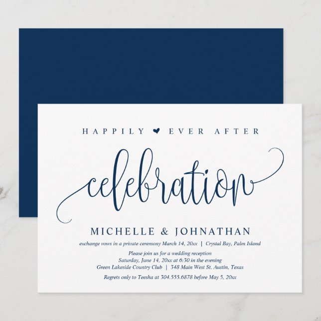 Wedding Elopement, Happily Ever After Celebration  Invitation (Front/Back)
