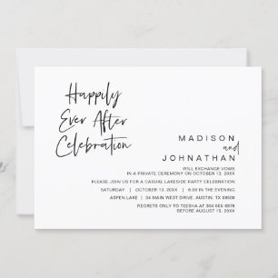 Wedding Elopement, Happily Ever After Celebration  Invitation