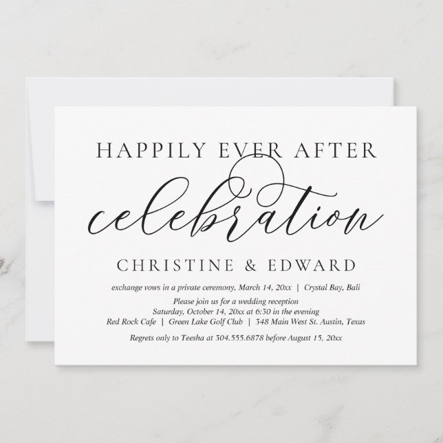 Wedding Elopement, Happily Ever After Celebration Invitation (Front)