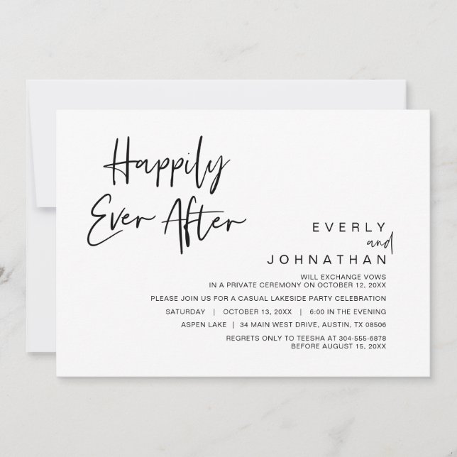 Wedding Elopement, Happily Ever After Celebration Invitation (Front)