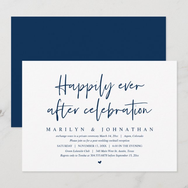 Wedding Elopement, Happily Ever after Celebration Invitation (Front/Back)