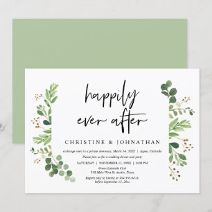 Wedding Elopement, Happily ever after Dinner Invitation