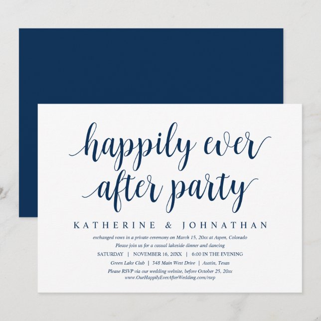 Wedding Elopement, Happily Ever After Dinner Party Invitation (Front/Back)