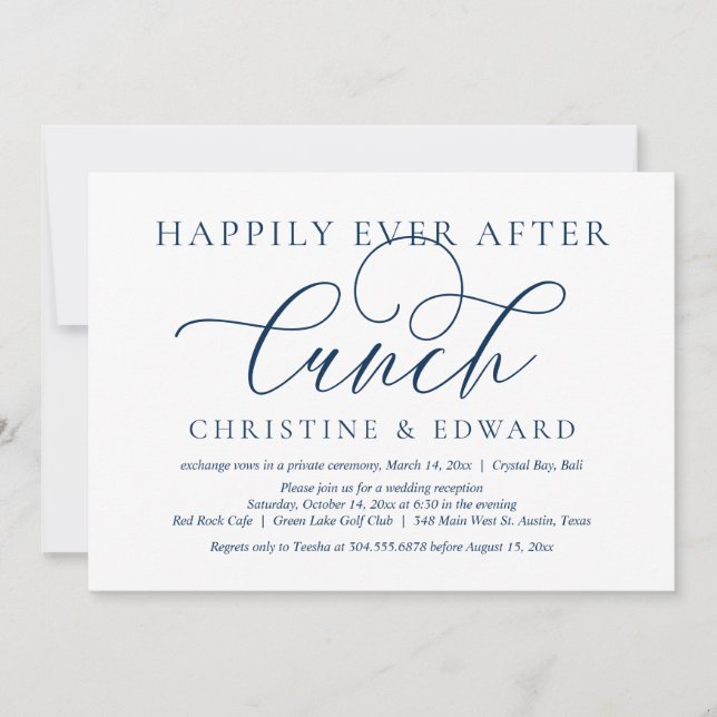 Wedding Elopement, Happily Ever After Lunch Invita Invitation (Front)