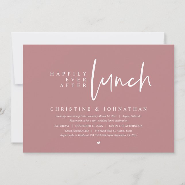 Wedding Elopement, Happily Ever After Lunch Party Invitation (Front)