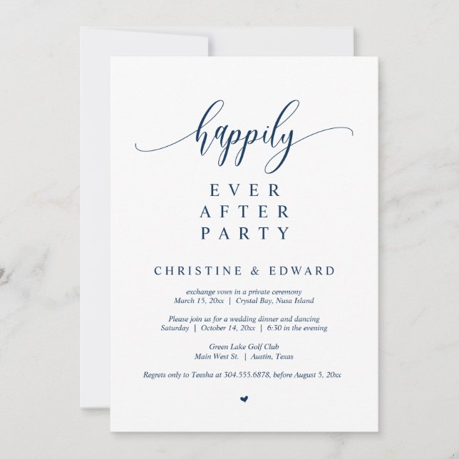 Wedding Elopement, Happily Ever After Party Invita Invitation (Front)