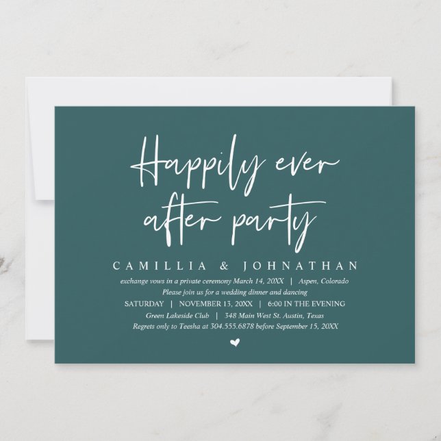 Wedding Elopement, Happily Ever After Party Invita Invitation (Front)