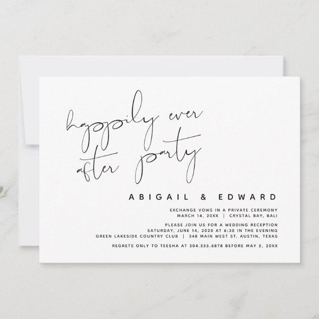 Wedding Elopement, Happily Ever After Party Invitation (Front)