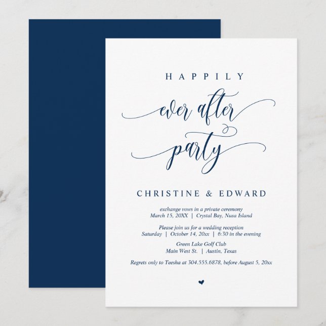 Wedding Elopement, Happily Ever After Party Invitation (Front/Back)