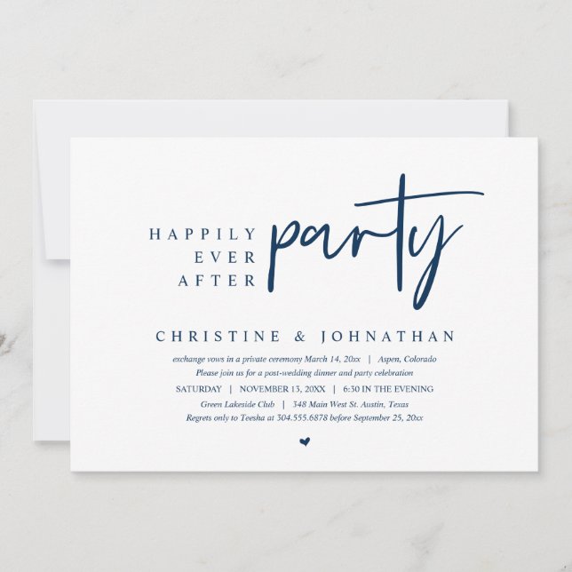 Wedding Elopement, Happily Ever After Party Invitation (Front)
