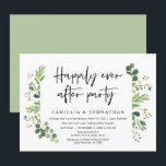 Wedding Elopement, Happily Ever after Party Invitation<br><div class="desc">Modern Black Script,  Summer Garden Greenery leafy themed,  wedding elopement invitation card (Happily ever after Party). It is perfect for your wedding elopement reception / post wedding celebration party. Add your details in matching black font / lettering.</div>