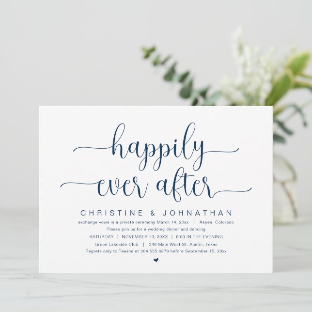 Wedding Elopement, Happily Ever After Party Invitation (Standing Front)