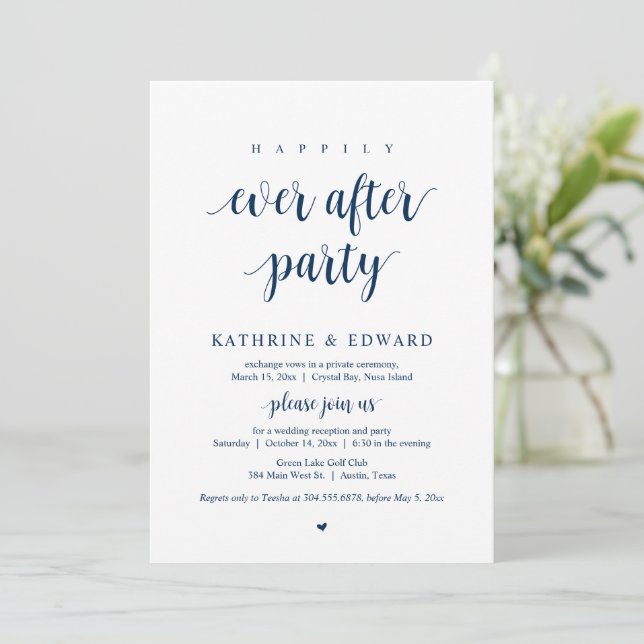 Wedding Elopement, Happily Ever After Party Invitation (Standing Front)