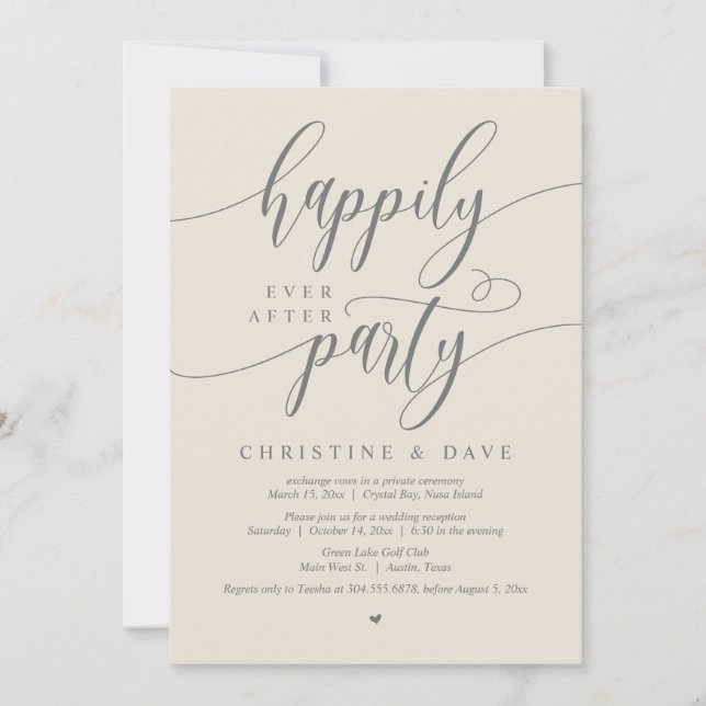 Wedding Elopement, Happily Ever After Party  Invitation (Front)