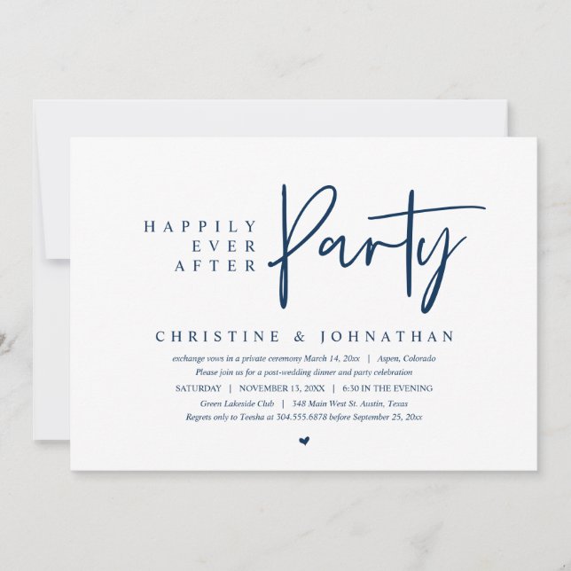 Wedding Elopement, Happily Ever After Party Invitation (Front)