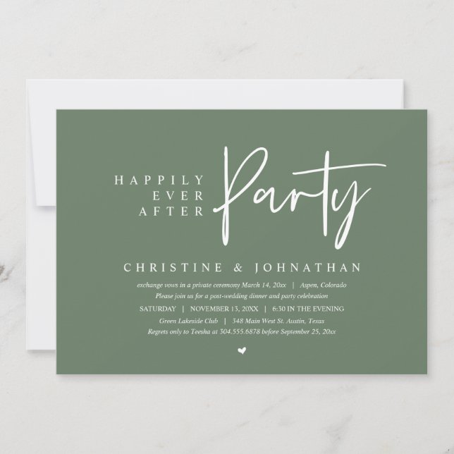 Wedding Elopement, Happily Ever After Party Invitation (Front)