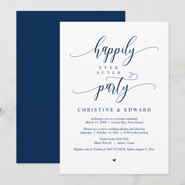 Wedding Elopement, Happily Ever After Party Invitation (Front/Back)