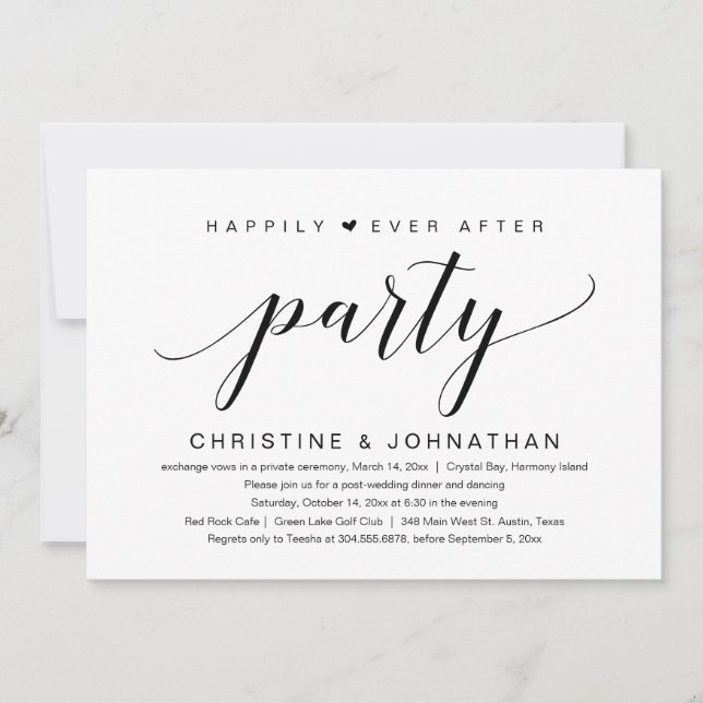 Wedding Elopement, Happily Ever After Party Invitation (Front)