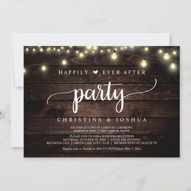 Wedding Elopement, Happily Ever After Party Invitation (Front)