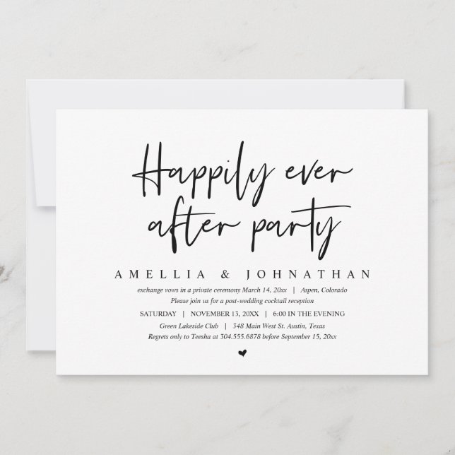 Wedding Elopement, Happily Ever After Party Invitation (Front)
