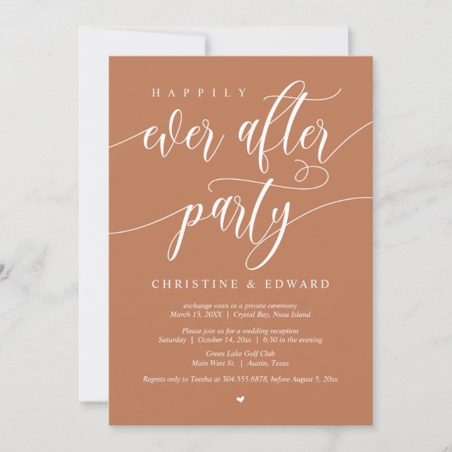 Wedding Elopement, Happily Ever After Party Invitation (Front)