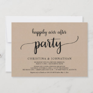 Wedding Elopement, Happily Ever After Party, Kraft Invitation